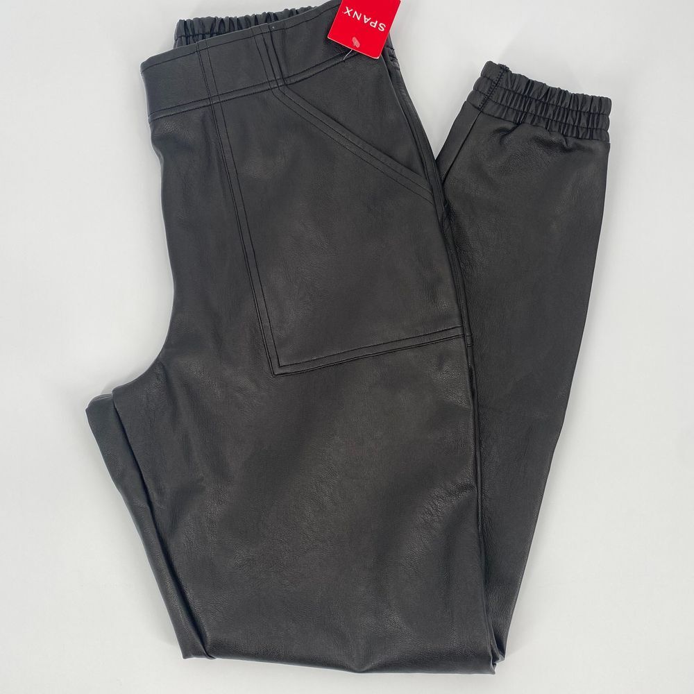 NEW Spanx Black Leather-Like Jogger Pants NWT Size Large Retail $148 - Picture 6 of 11